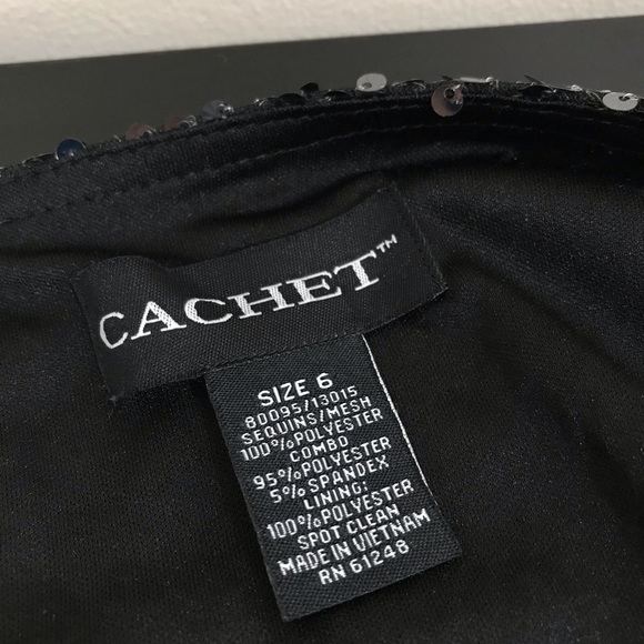 Cachet Blouse Black Silver With Silver Sequins Split Sleeves - Picture 8 of 10